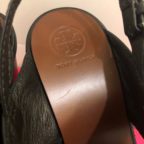 Tory Burch Black Gabrielle Wedge Sandals Shoes - Picture 7 of 8
